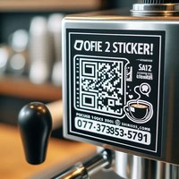 Visitenkarten-Aufkleber für Hilfe auf Kaffeemaschine